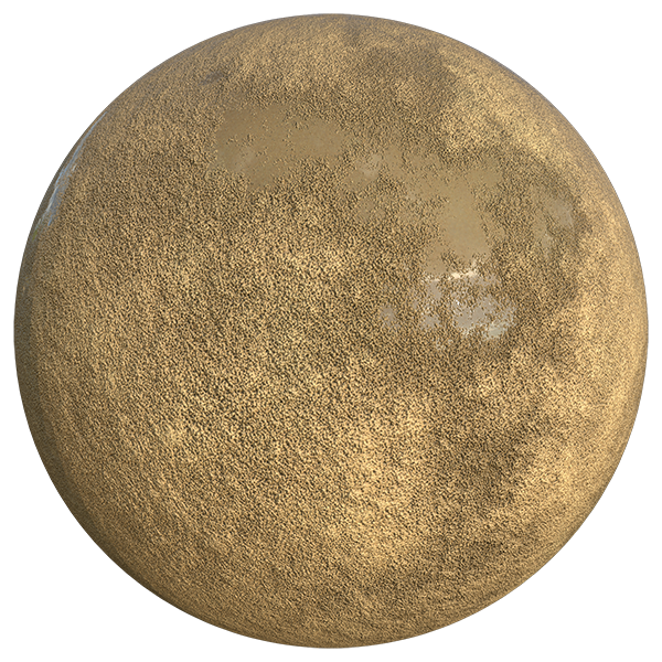 Sandy Seashore Ground Texture with Water Puddles (Sphere)