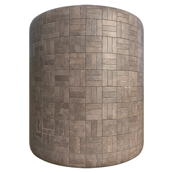 Aged and Dirty Decking Wood Parquet Tile Texture (Cylinder)